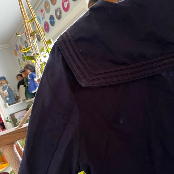 Laura Ashley Cropped Navy Sailor Jacket Size 14 Cotton/Linen - Picture 5 of 12